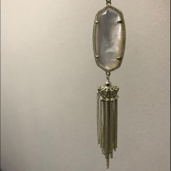 Rayne Silver Long Pendant In Ivory Mother of Pearl - Picture 4 of 6